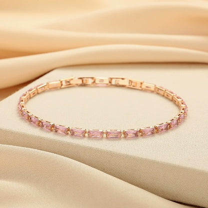 Elegant Rosé Sapphire Gold Tennis Bracelet