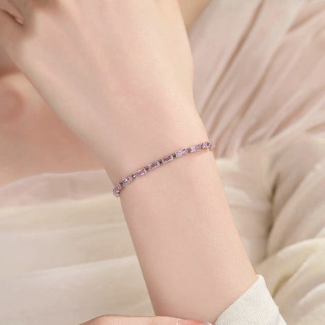 Elegant Rosé Sapphire Gold Tennis Bracelet