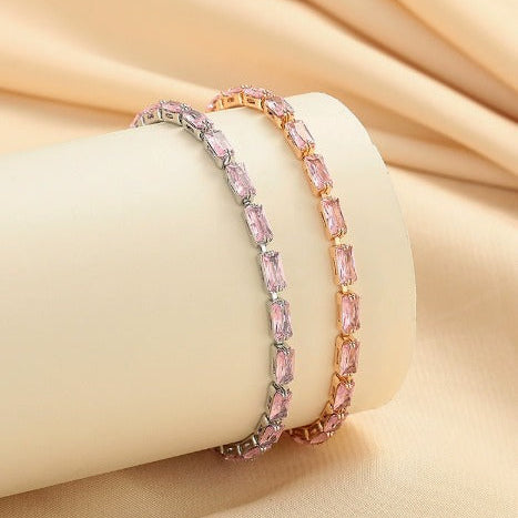 Elegant Rosé Sapphire Gold Tennis Bracelet