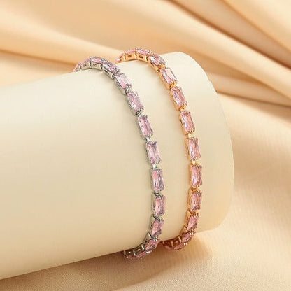 Elegant Rosé Sapphire Gold Tennis Bracelet