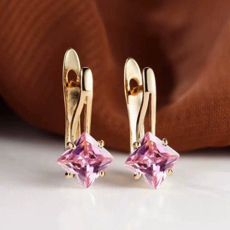 Elegant Rosé Sapphire Gold Crownlight Earrings