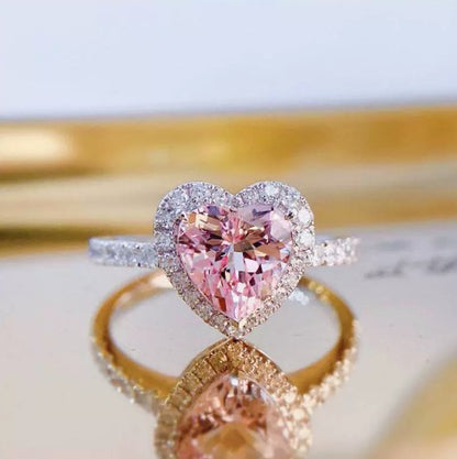 Adjustable Elegant Rosé Sapphire Heart Ring