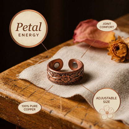 Adjustable Petal Detail Copper Ring
