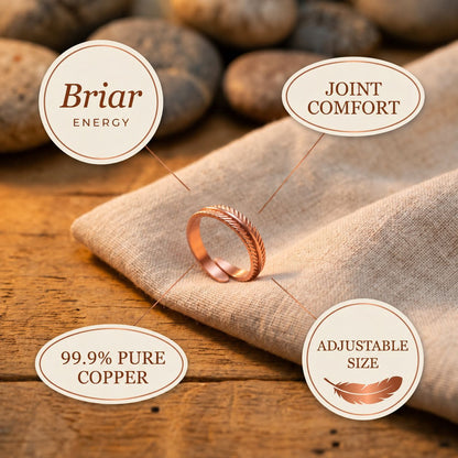 Adjustable Feather Copper Ring