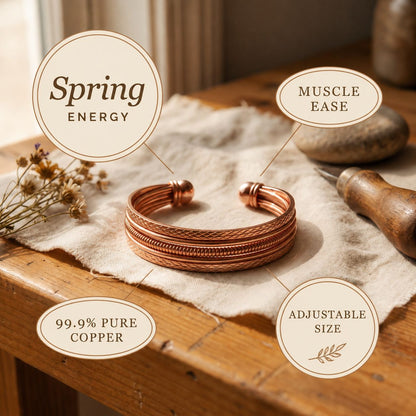 Adjustable Layered Copper Cuff Bracelet