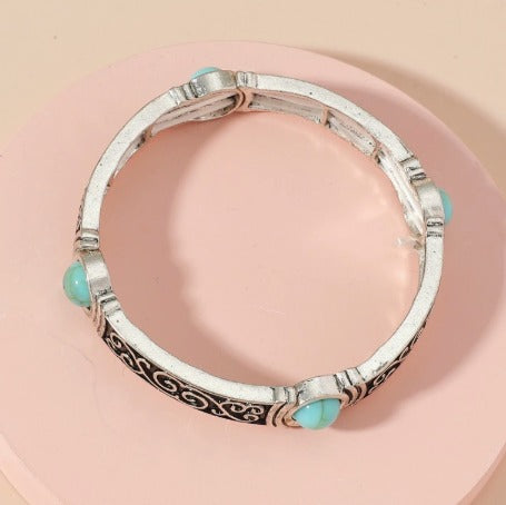 Bohemian Silver Turquoise Bracelet
