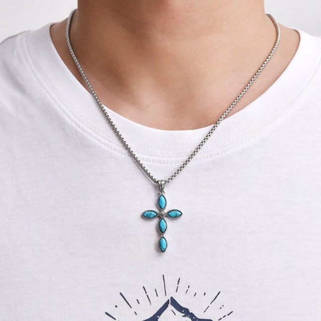 Premium Bohemian Turquoise Cross Necklace