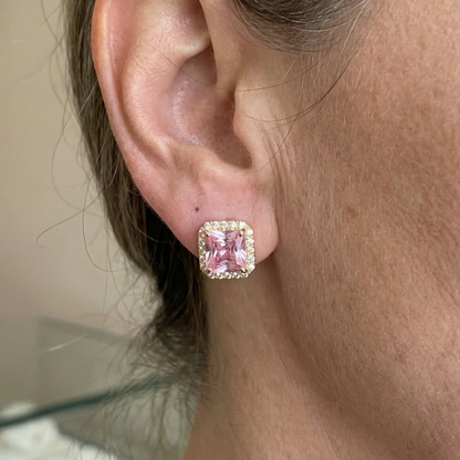 Sophisticated Rosé Sapphire Gold Studs