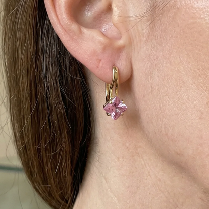 Elegant Rosé Sapphire Gold Crownlight Earrings