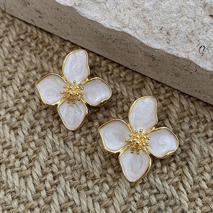 Elegant White Flower Earrings