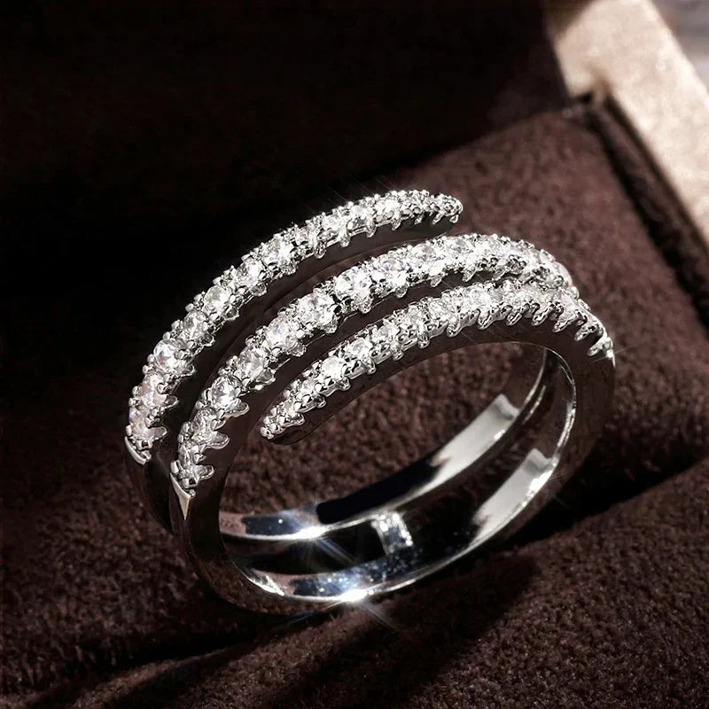 Stunning Three-Layer Crystal Ring