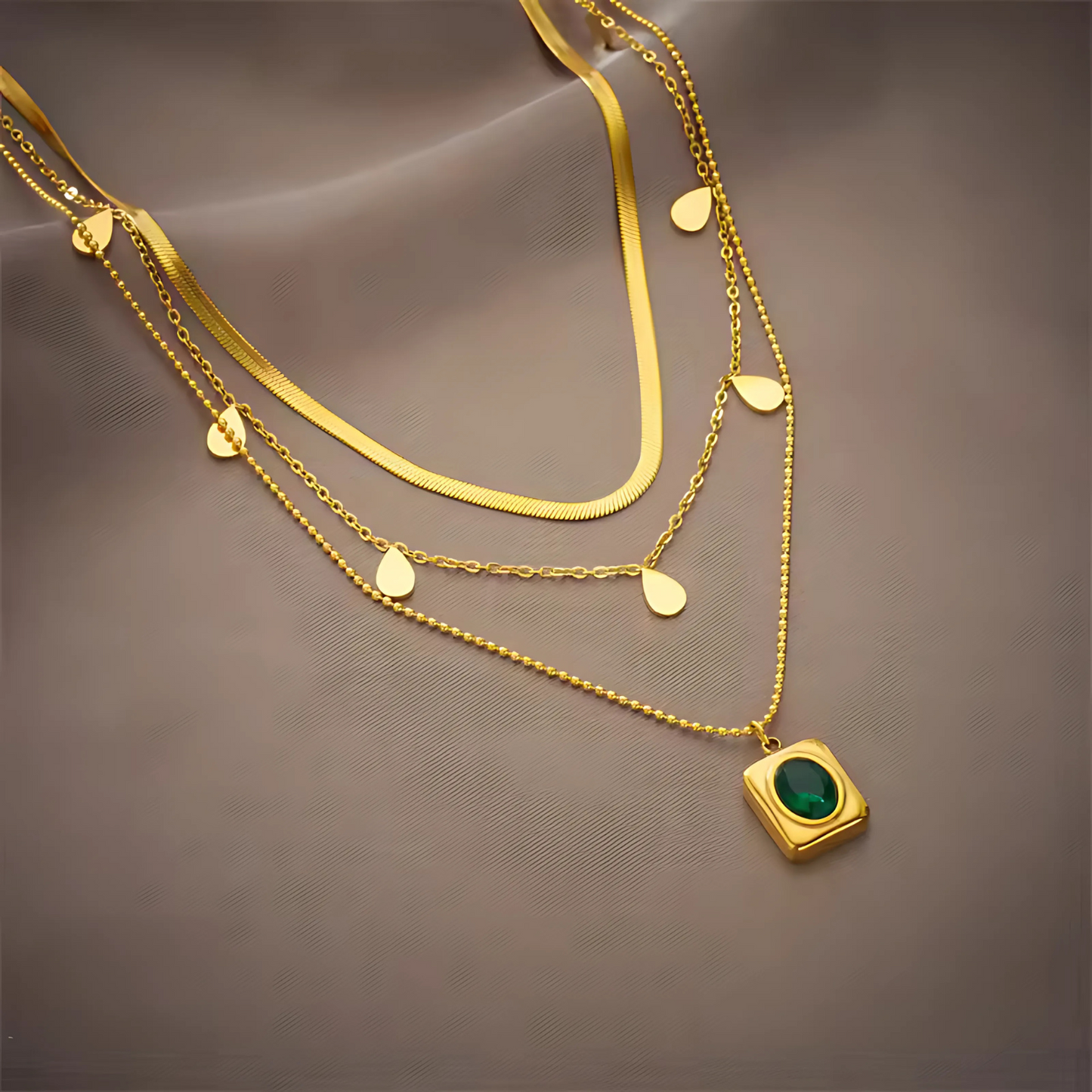 Mystic Layered Emerald Necklace