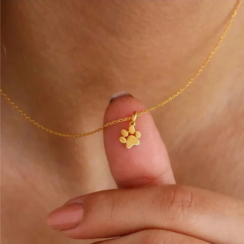 Stainless Steel Paw Print Necklace