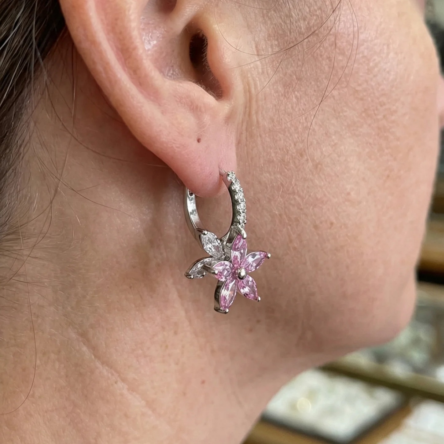 Sophisticated Rosé Sapphire Petal Earrings