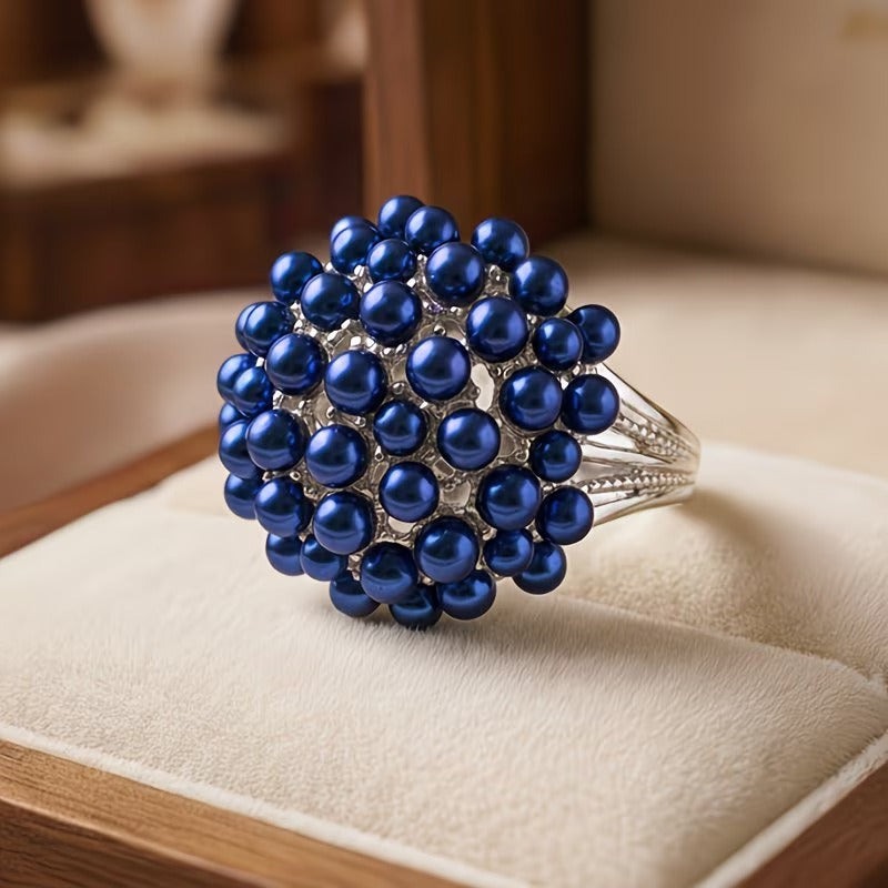 Elegant Colored Inlaid Pearl Ring