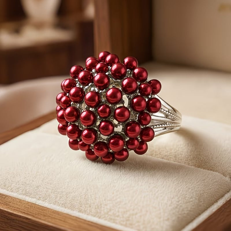 Elegant Colored Inlaid Pearl Ring