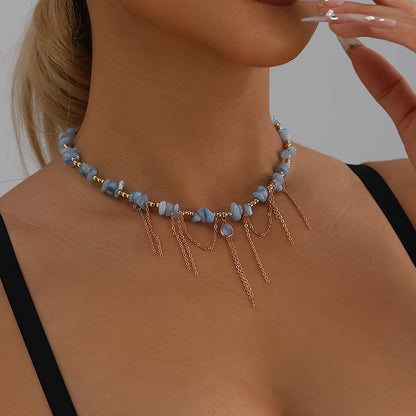Statement Turquoise Golden Chain Necklace