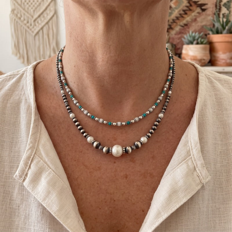Turquoise Stackable Necklace Set (2 pcs)