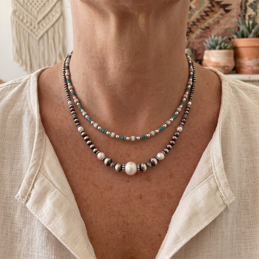 Turquoise Stackable Necklace Set (2 pcs)