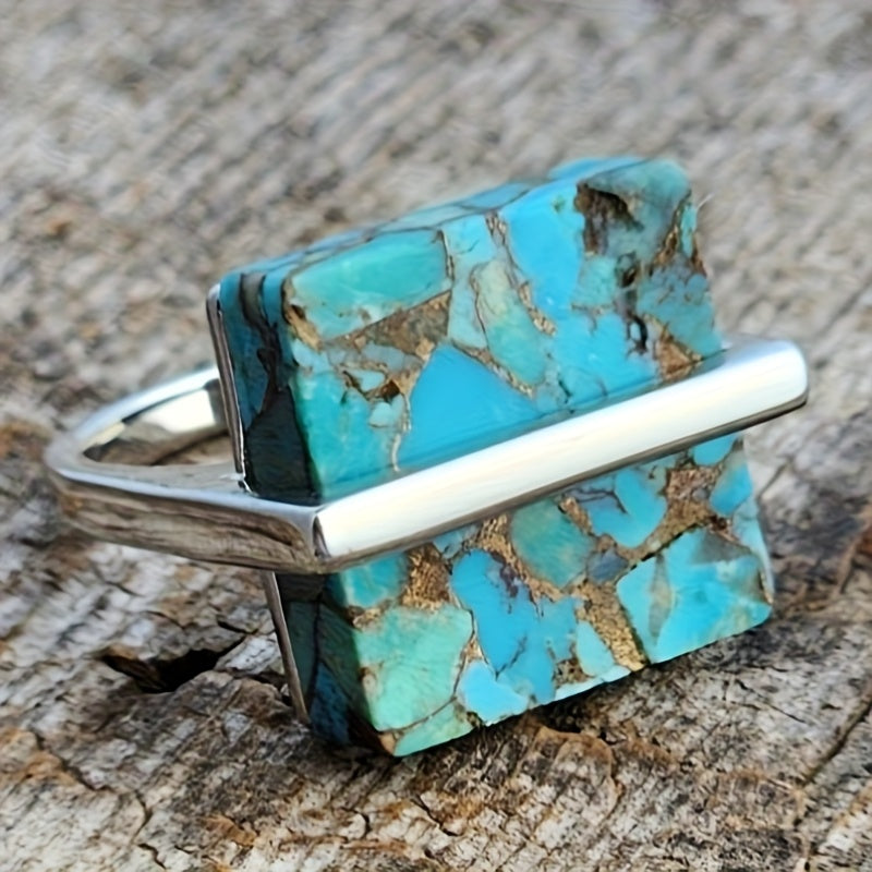 Statement Turquoise Square Stone Ring