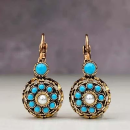 Premium Pearl Bloom and Turquoise Earrings