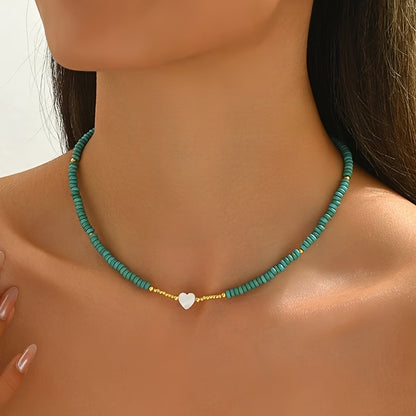 Minimal Turquoise Heart Necklace