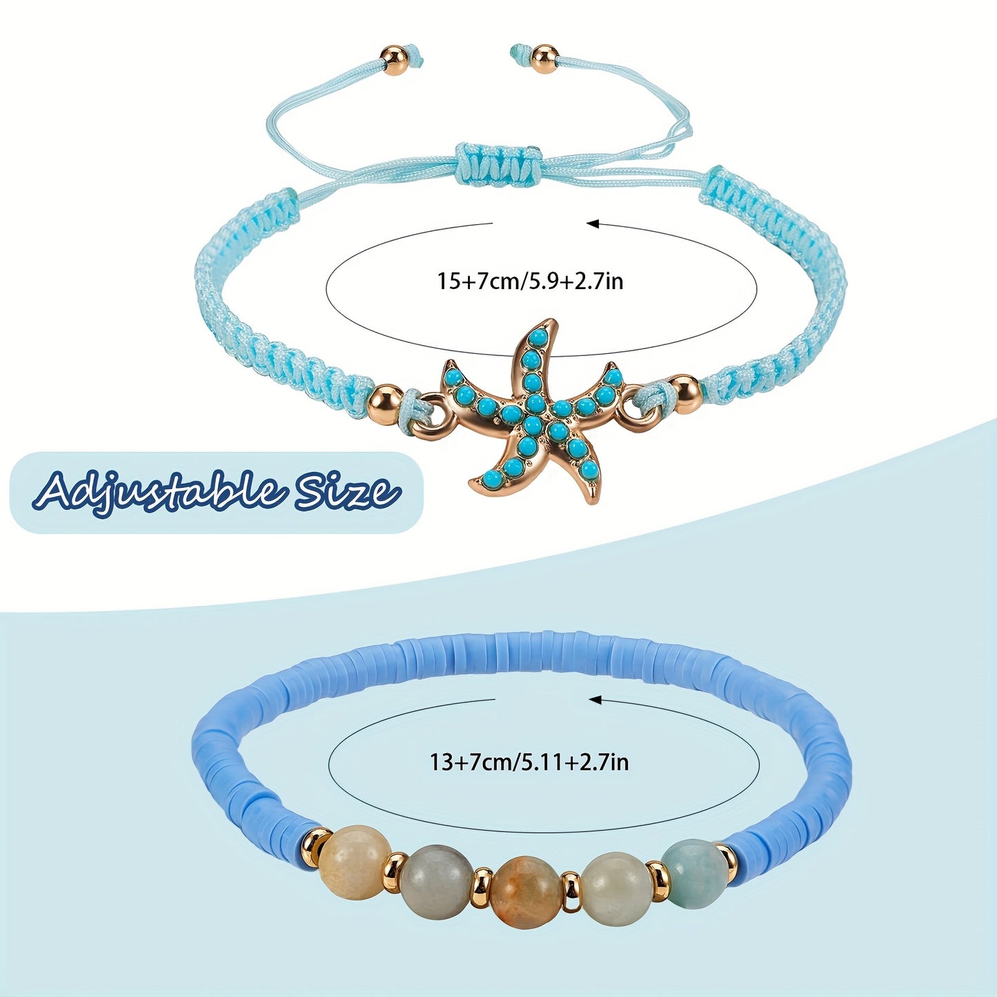Size guide for the Coastal Bracelet Set of 5