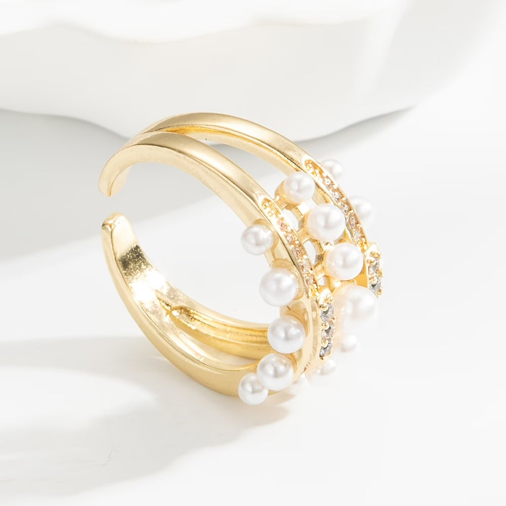 Elegant  Pearl Zirconia Ring