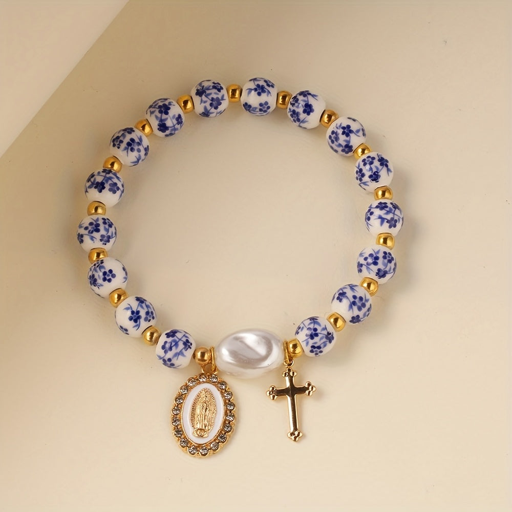 Bohemian Ceramic Faith Bracelet flat lay