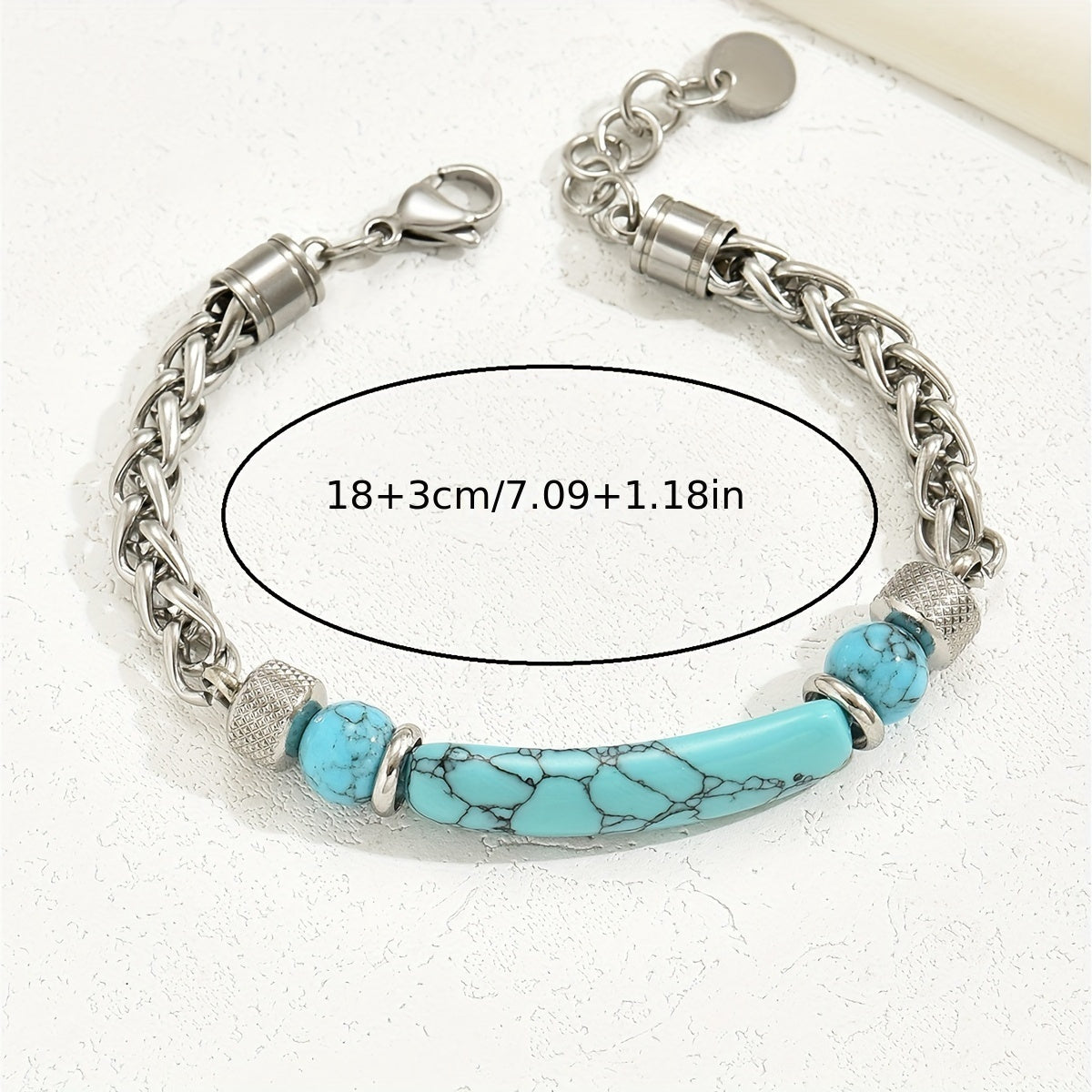 Size guide for the Elegant Silver Turquoise Bracelet