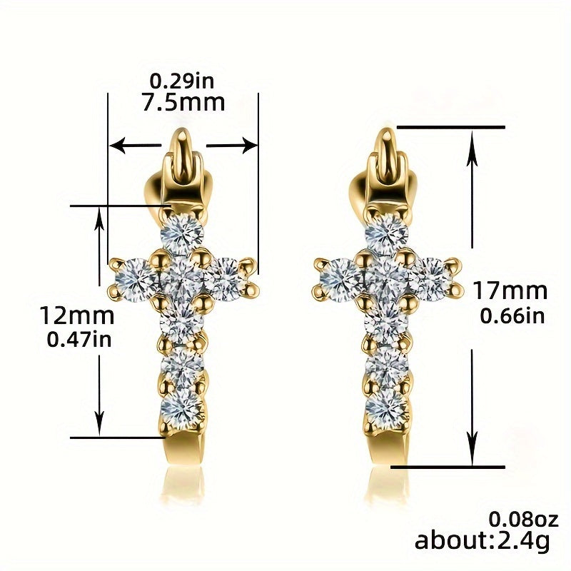 Charming Cross Zirconia Earrings