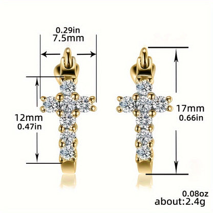 Charming Cross Zirconia Earrings