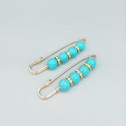 Elegant Turquoise Pin Brooch, (1 Piece)