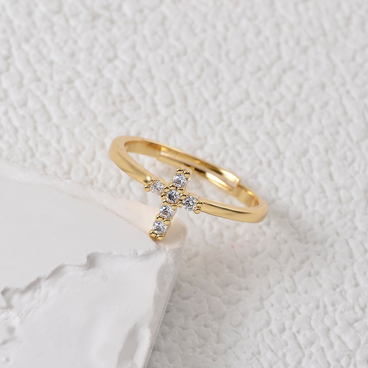 Radiant Adjustable Cross Zirconia Ring