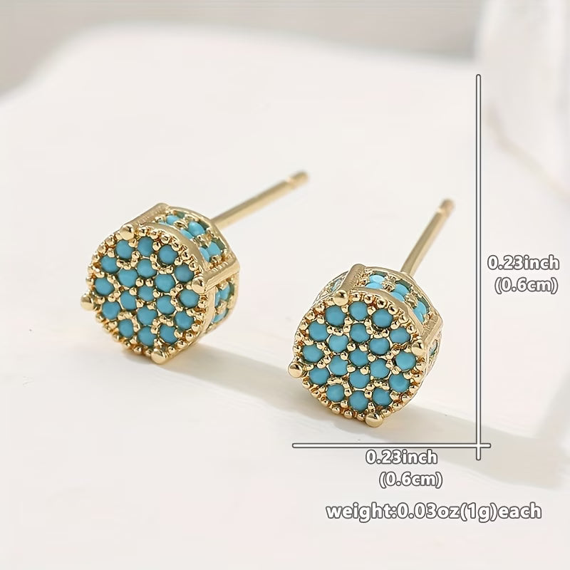 Gilded Turquoise Stud Earrings