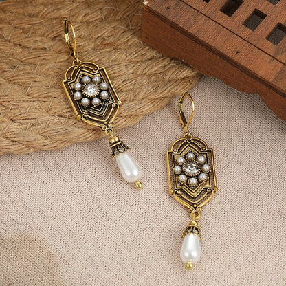 Vintage Inlaid Pearl Earrings