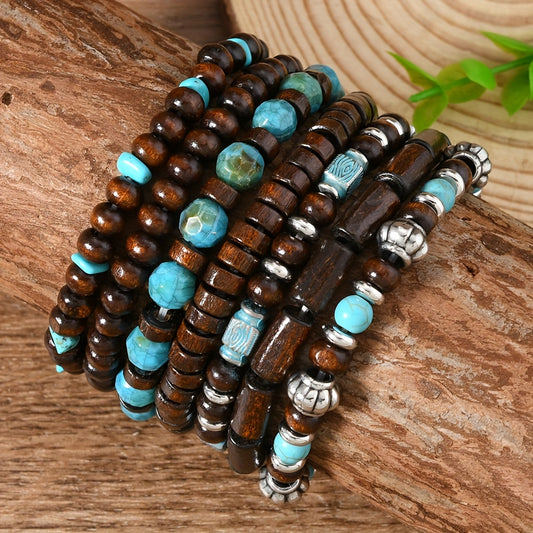 Turquoise Bead Bracelet 7 piece Set
