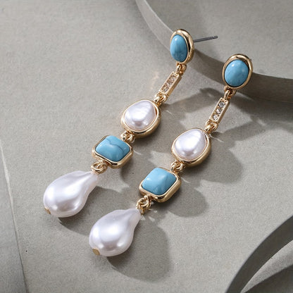 Statement Turquoise Pearl Earrings