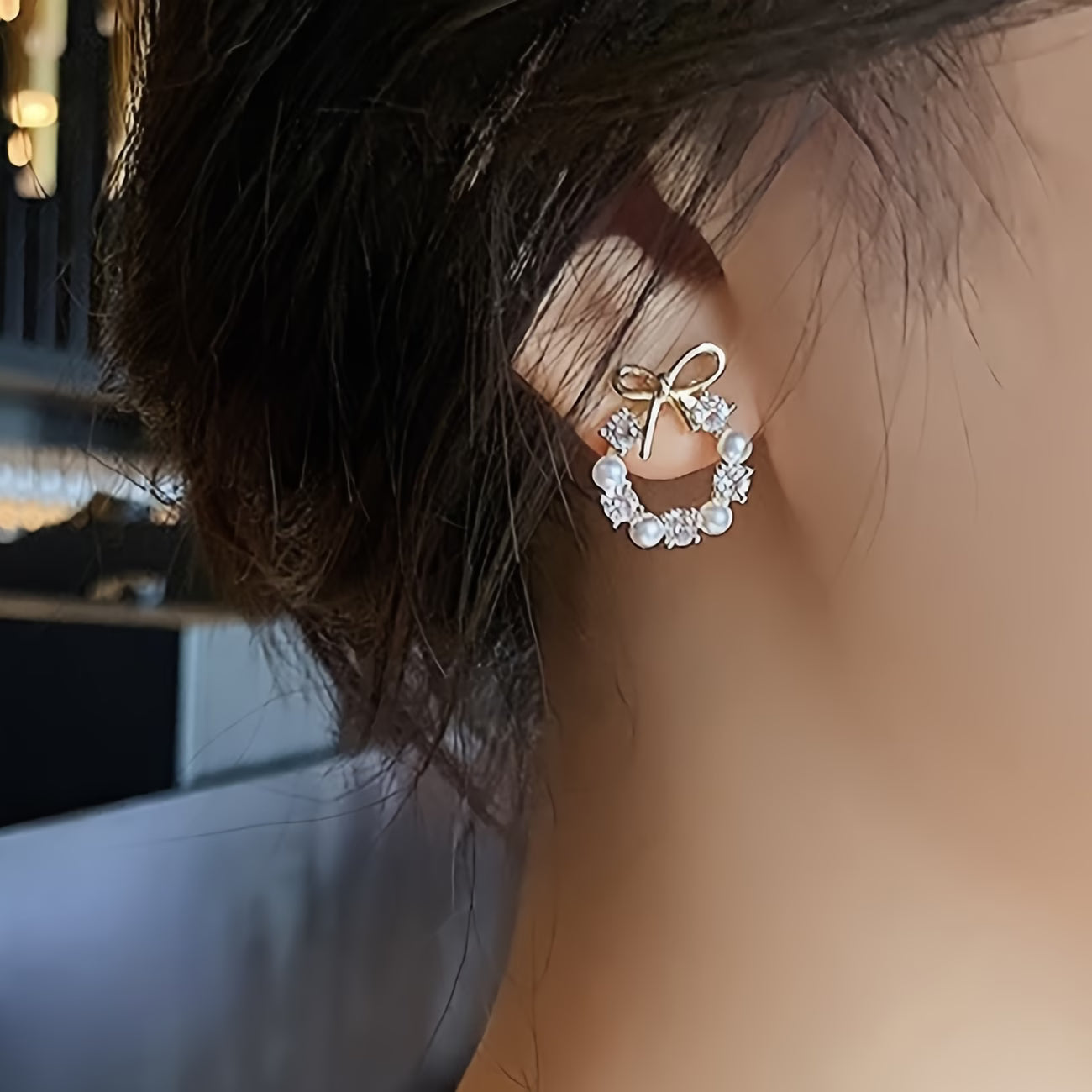 Elegant Bow Pearl Earrings