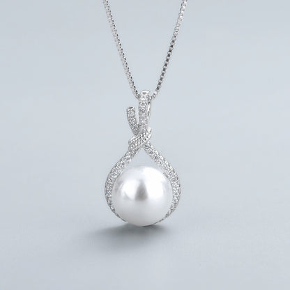 Full view of the Graceful Pearl Twist Pendant Necklace