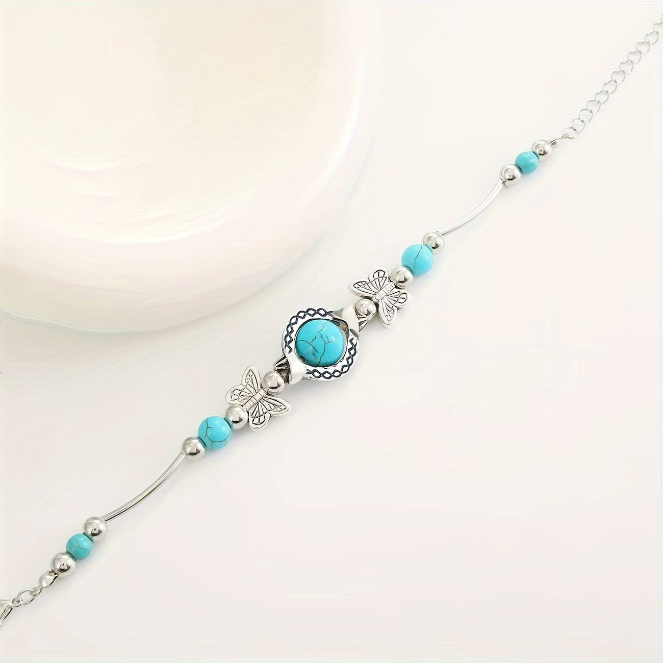 Vintage Silver Turquoise Butterfly Bracelet