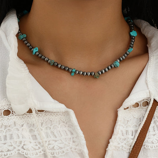 Classic Round Turquoise Beaded Necklace