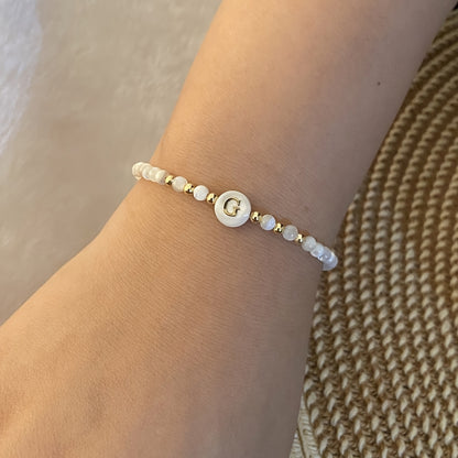 Elegant Initial Pearl Bracelet letter G