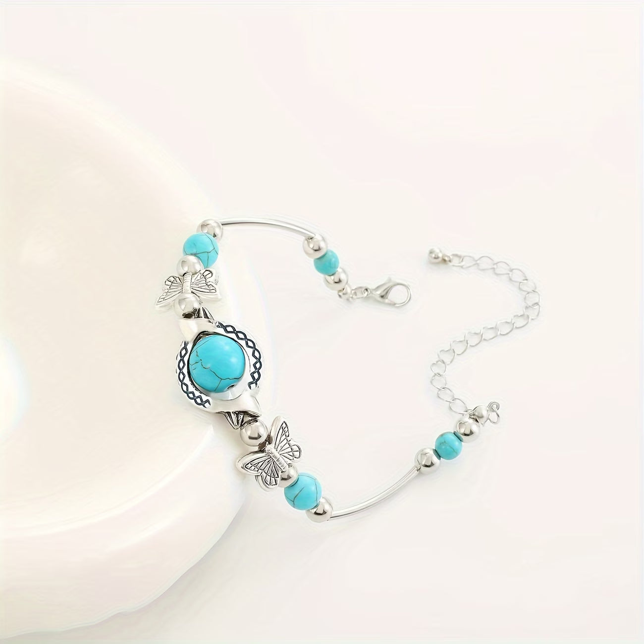 Vintage Silver Turquoise Butterfly Bracelet