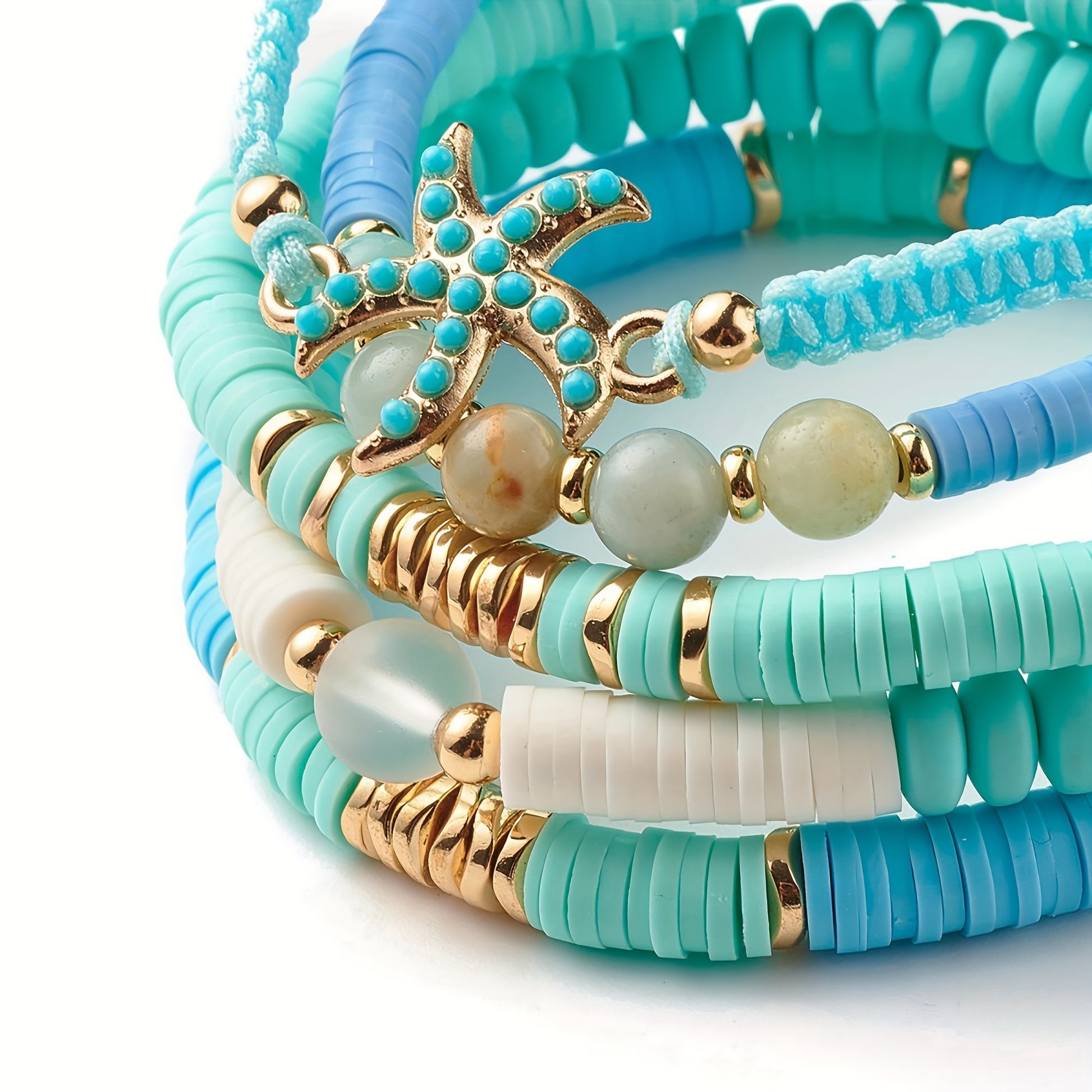 Close-up of the beads and starfish charm
