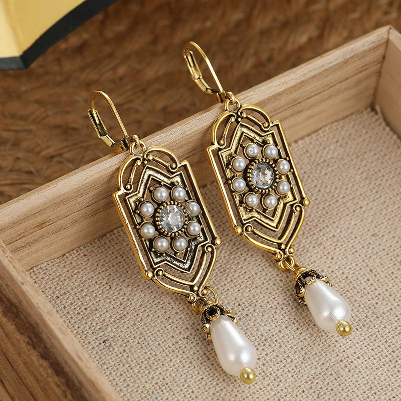 Vintage Inlaid Pearl Earrings