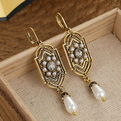 Vintage Inlaid Pearl Earrings