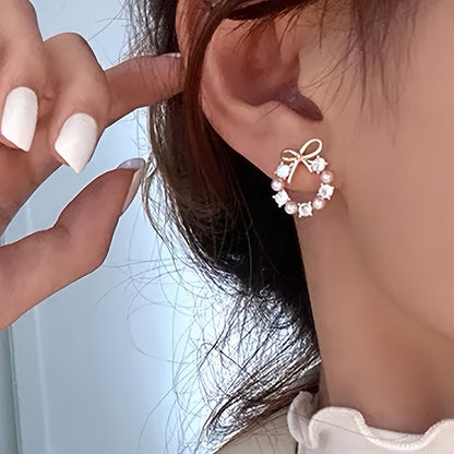 Elegant Bow Pearl Earrings