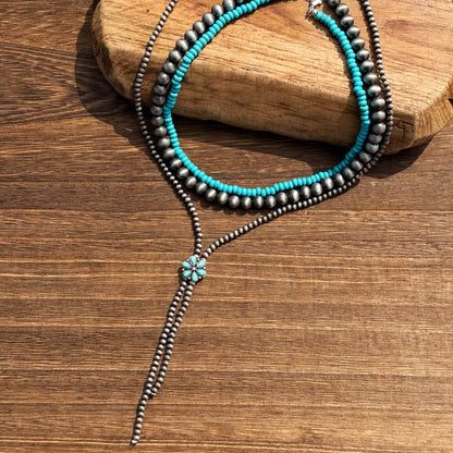 Layered Y-Chain Beaded Necklace Set (3 pcs)