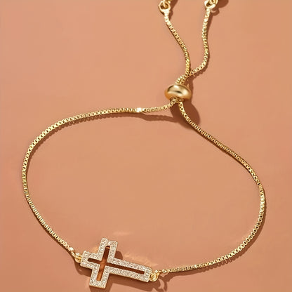Close-up of the Classic Adjustable Cross Bracelet pendant